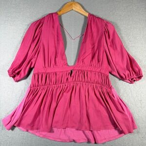 Dolan Left Coast Collection Pink Neck Puff Sleeve Top‎ Medium Anthropologie